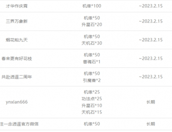 一念逍遥兑换码密令大全最新2023（持续更新）